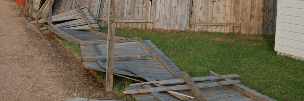 fence damaged by a storm