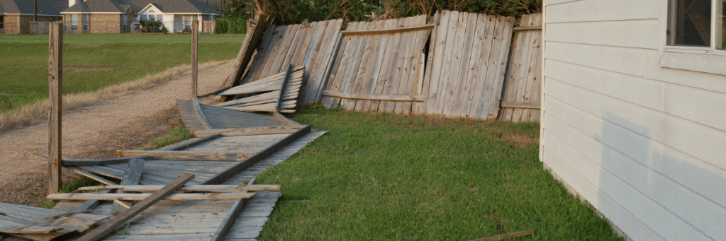 fence damaged by severe wind conditions in Sacramento