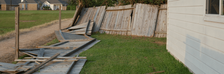 fence damaged by severe wind conditions in Sacramento