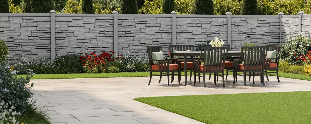 Sacramento stone-look fence installation by Classic Fence Co