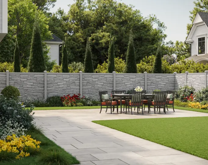 SimTek fence installation with durable privacy design for a residential property