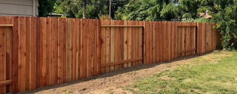 Sacramento custom redwood yard fence installation by Classic Fence Co