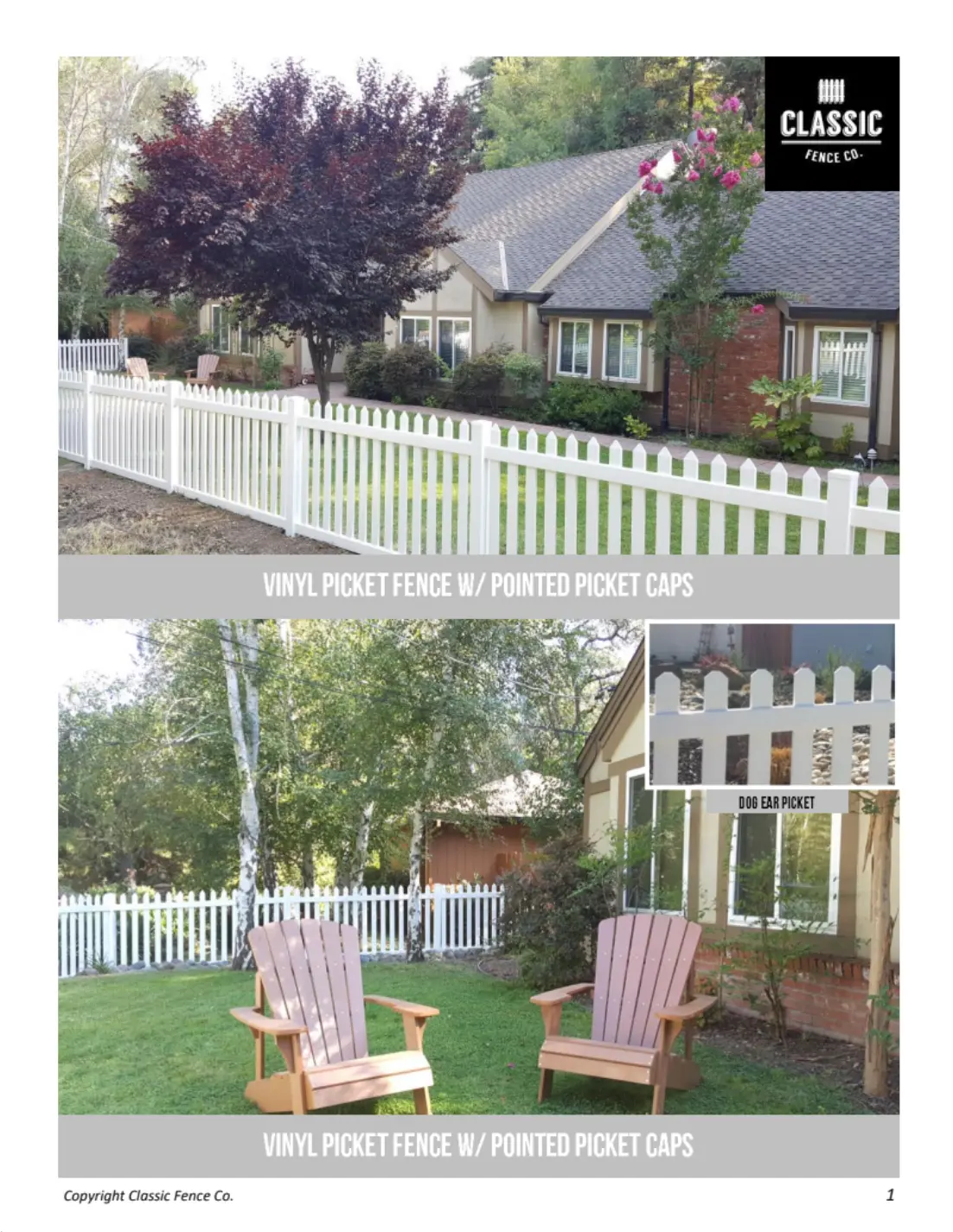 Wood dog ear fence showing the front and back side of a backyard fence installation by Classic Fence Co.
